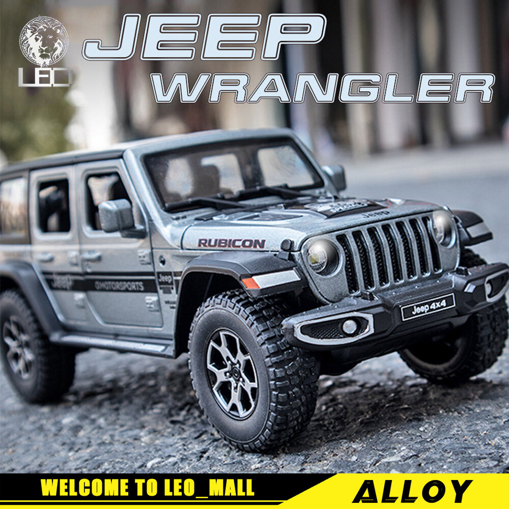 LEO 1:22 JEEP Wrangler Rubicon 4X4 Toy Car Model Metal Alloy Diecast Car Toys For Kids,Children's Toys for boy Miniauto Truck Vehicle Sound and Light Toy