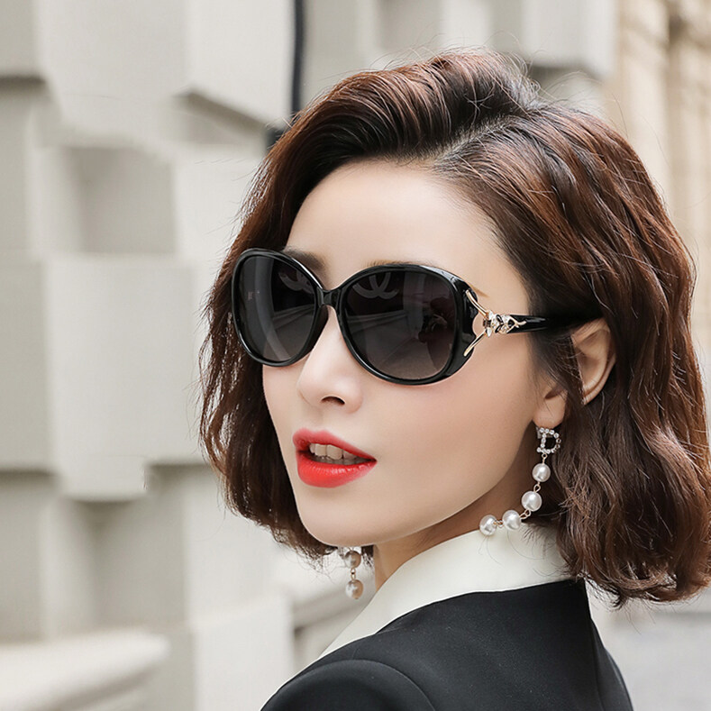 IMPALA PG102L Fashion Women Polarized Sunglasses Diamond Decorated UV Protection Anti Glare Korean Style Black Sun Glasses Resin HD Lens Women's Sunglasses with Box