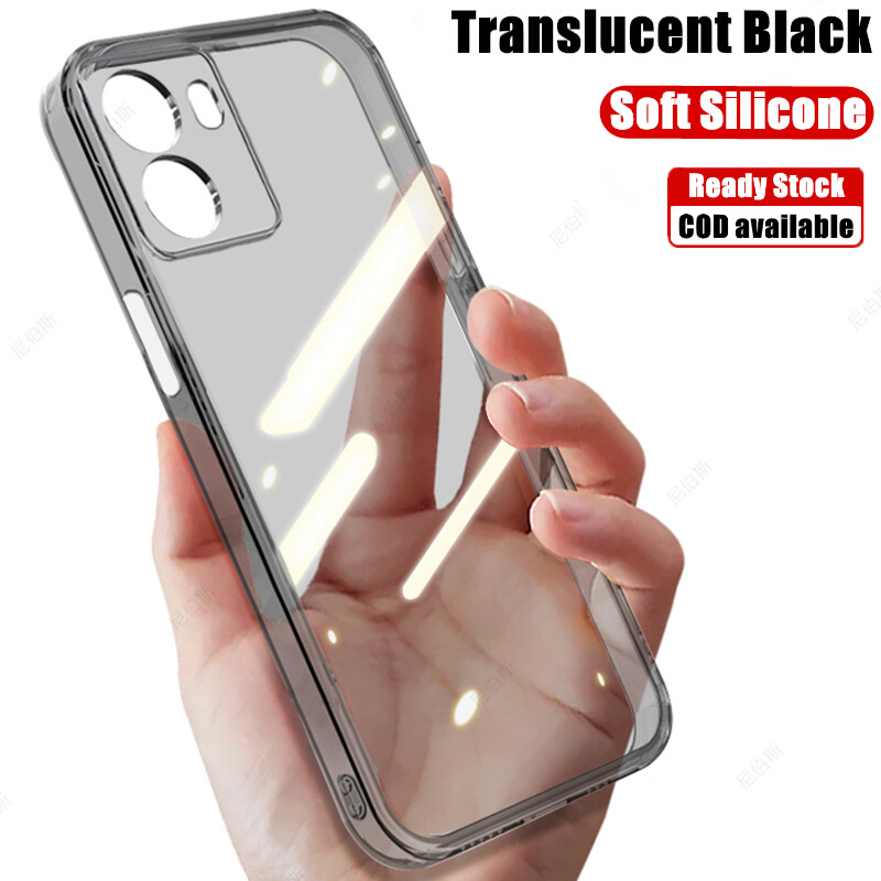 For OPPO A77s CPH2473 Soft Translucent Black Silicone Flexible Shockproof TPU Crystal Clear Cover Skin scratch-resistant shock-absorbing Jelly Case