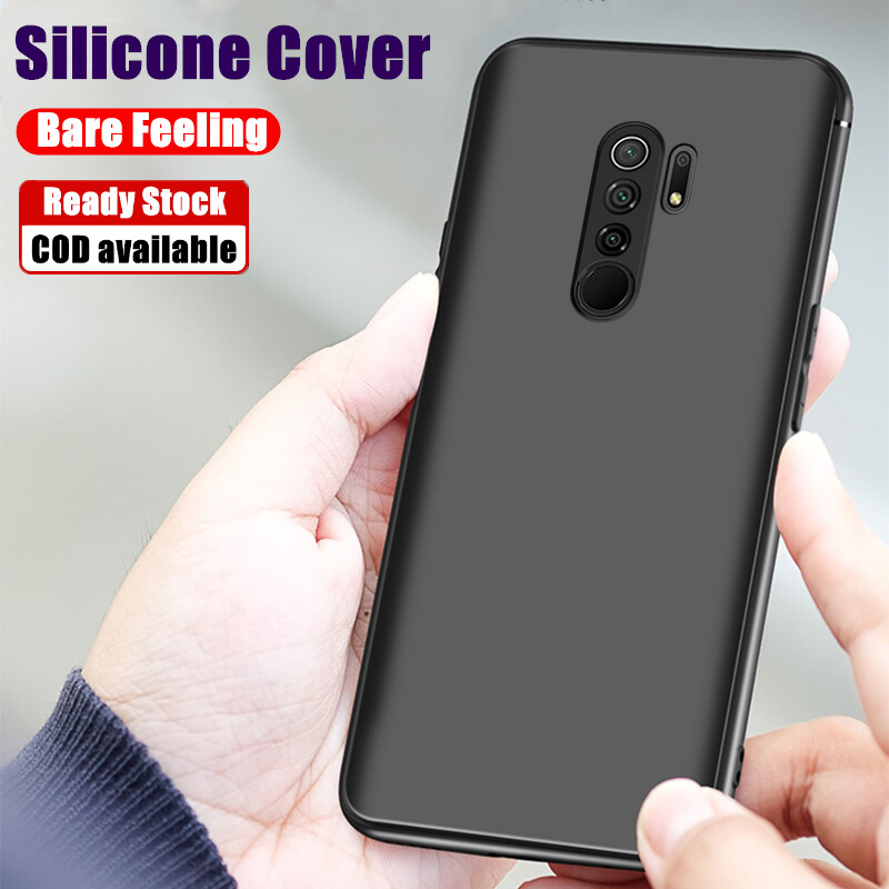 【Clear & Black】For Xiaomi Poco M2 Reloaded Slim Fit Soft Rubber Gel Phone Case Transparent Full Protective Skin-Friendly Anti-Scratch Resistant Back Cover Skin