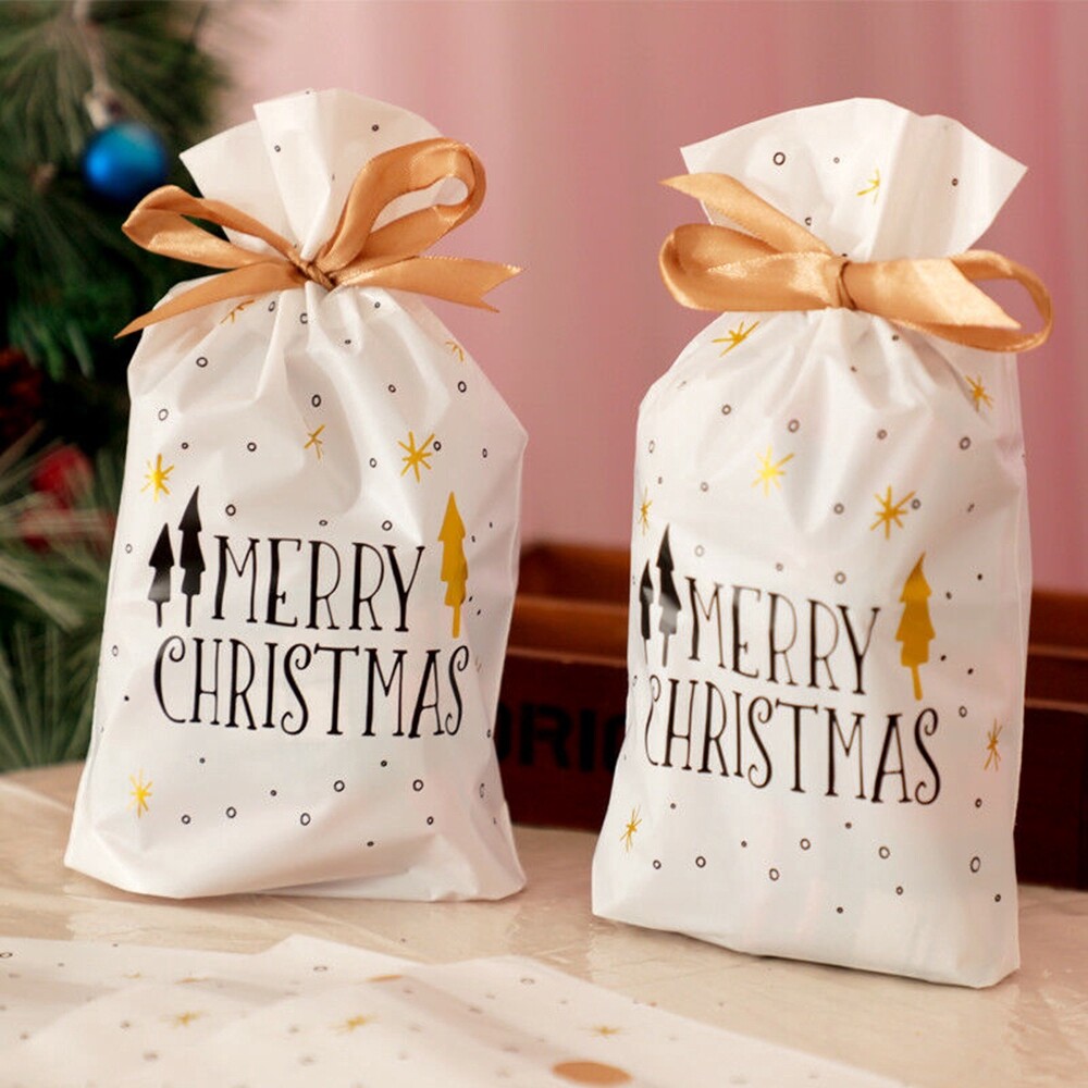 [YOY] 10PCS/Set Christmas Drawstring Gift lacing Bags Reusable Wrap Bags Cookies Candy Pouch