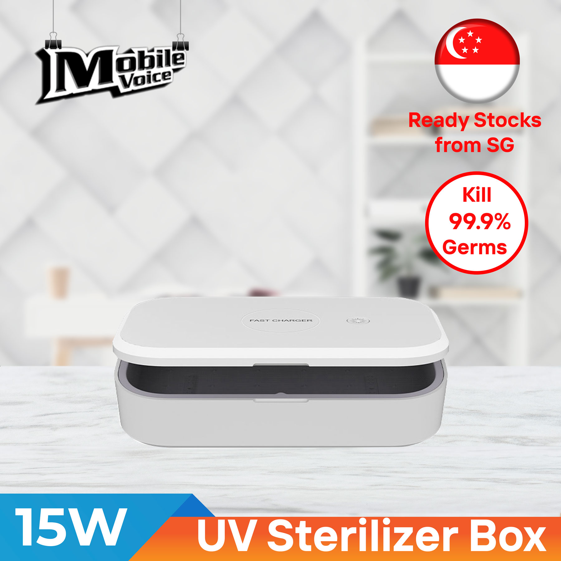 [SG Ready Stocks] Energsolo UV Lamp Sanitizer Disinfection Box Sterilizer Cleaner with 15W Wireless charging For Smartphones / Light Portable Devices / Mobile Phones / Mask Kills 99.9% Germs 5 Mins Ef