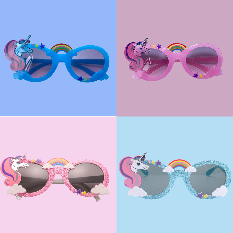 Cute Cartoon Unicorn Kids Sunglasses Colorful Rainbow Party Funny Children's Glasses