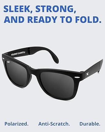 Classic Folding Sunglasses with Polarized UV400 UVA and UVB Protection for Unisex and Men